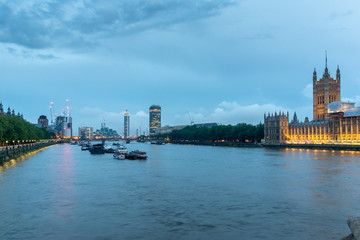 Fototapeta premium Night Cityscape of London from Westminster Bridge, England, United Kingdom
