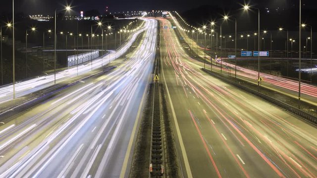 Time lapse night traffic on highway