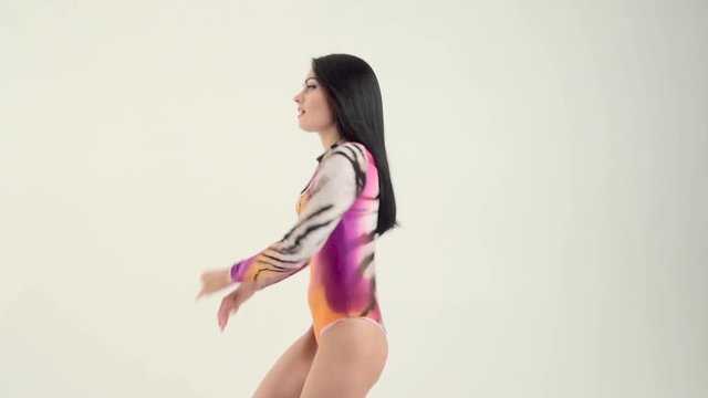 sexy woman with perfect body dancing