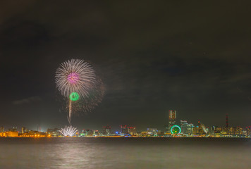 Japan summer season firework 2015 at Yokohama bayside