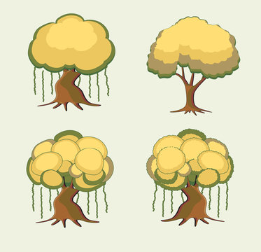 Bonsai Trees Vector Set