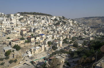 Fototapeta na wymiar Houses on hillside in East Jerusalem