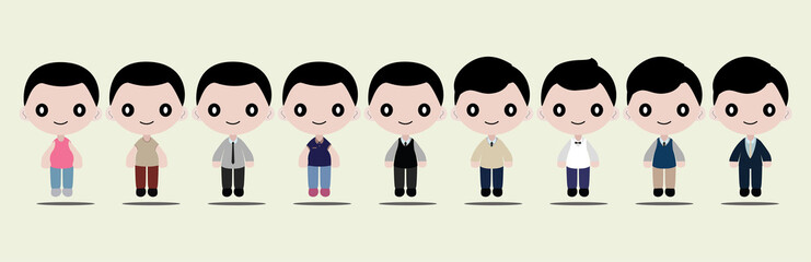 cartoon man vector set,simple flat cartoon style