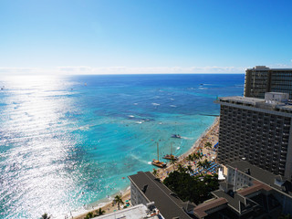 Seascape of Waikiki Beach, Honolulu, Oahu Island, Hawaii, USA