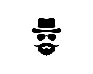 Beard Man Hipster Logo