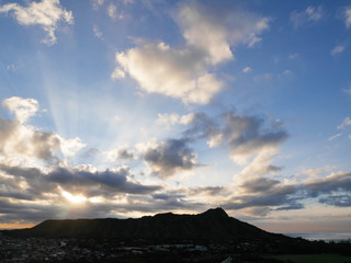 Diamond head seen from Waikiki early in the morning in Honolulu, Oahu Island, Hawaii, USA