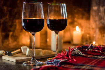 wine and a fire