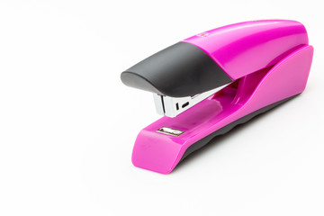 Pink Stapler on a white background.