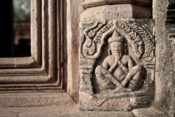 Bas Relief carvings at Prasat Hin Phanom Rung in Barium Thailand