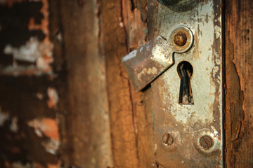 Lock hole on the old door