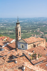 Fototapeta premium View of La Morra and its fields from the steeple 