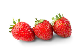 Red strawberries isolated on white