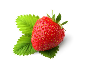 Red strawberries isolated on white