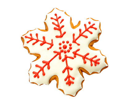 Delicious Christmas Cookie On White Background