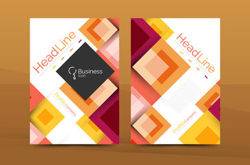 Set of front and back a4 size pages, business annual report design templates