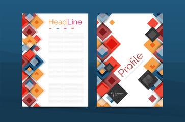 Set of front and back a4 size pages, business annual report design templates