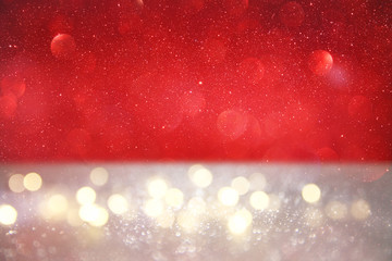 Defocused abstract red and silver lights background
