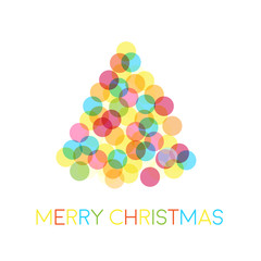 Shining white Christmas tree. Vector illustration greeting