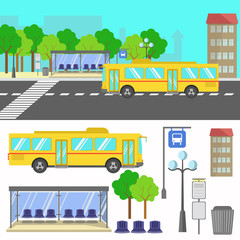 Vector illustration of bus stop.