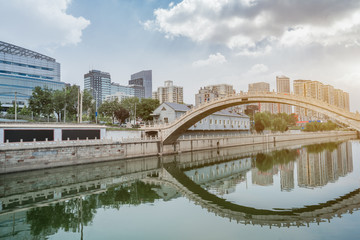 Downtown City skyline along the River in China.