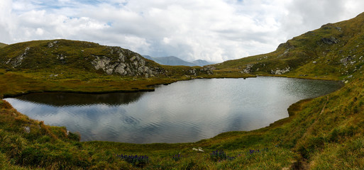 Romanian Carpathians and glacial lake Capra