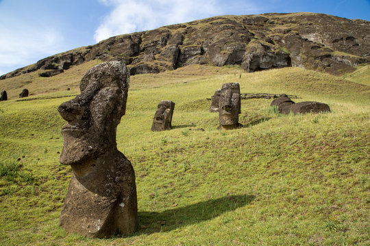 Rano Raraku Stone Quarry On Easter Island