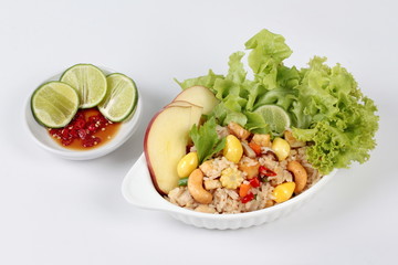 Fried  rice with mixed vegetable and side dish in Vegetable festival of Chinese. 