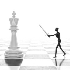 3d rendering Businessman fighting, playing chess
