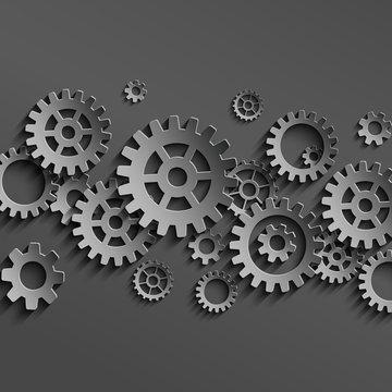 Vector black gears and cogs background