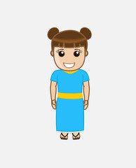 Happy Young Japanese Lady Illustration