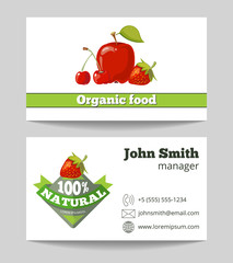 Organic food shop business card template