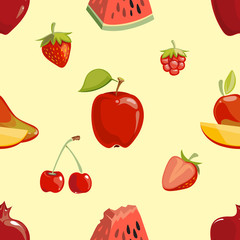 Red fruits seamless pattern over white background