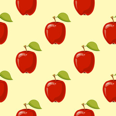 Red vector apples seamless background