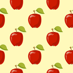 Red vector apples seamless background
