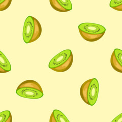 Green vector kiwi seamless pattern