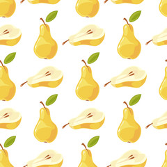 Vector pears and slices seamless pattern