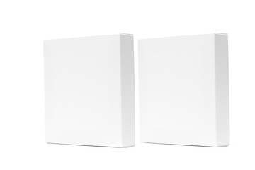 Two white box or white paper package box isolated on White backg