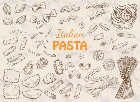 Set of Italian pasta