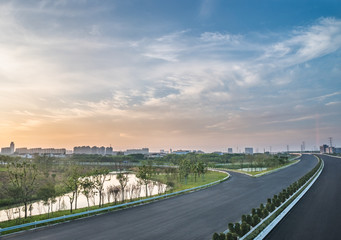 empty inner city highway of China.