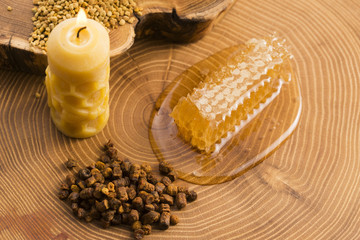 Obraz na płótnie Canvas honeycomb, pollen and propolis