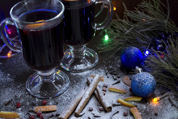 Still life with mulled wine and spices
