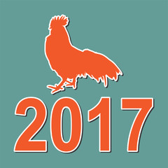 Happy New year background silhouette rooster