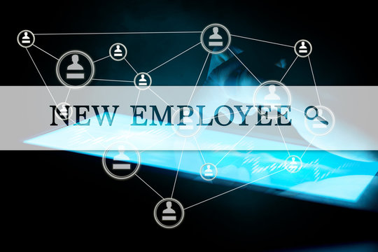 Concept of search new employee. Inscription on the background of