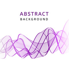 Abstract smooth transparent colorful wavy background. Curved purple flow motion. Smoke gradient waves design with stripes. Vector illustration.