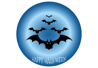 Happy Halloween icon scary on blue background