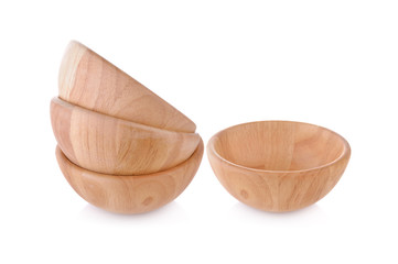 stack of empty wooden bowl on white background