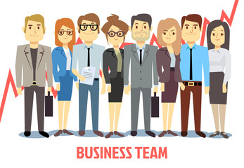 Business team vector concept with man and woman standing together. Teamwork cartoon