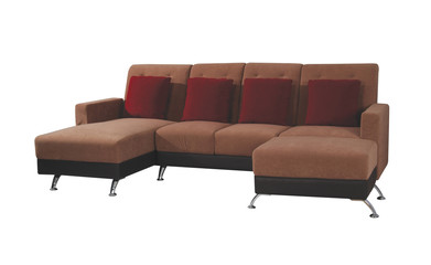 Brown sofa isolated on white background with clipping path.