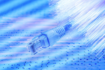 Network switch and ethernet cables,Data Center Concept.