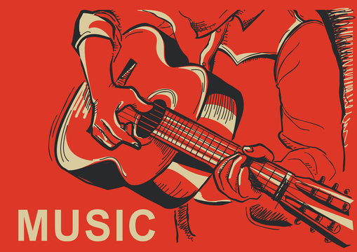 musician playing guitar poster illustration
